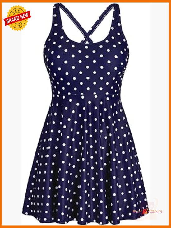 Other - Tummy Control One Piece Swim Dress Adjustable Crisscross Straps